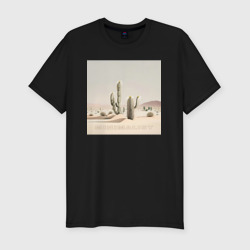 Мужская футболка хлопок Slim Кактусы в пустыне - минимализм - нейросеть