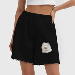 Женские шорты oversize футер хлопок Милый самоед с бантиком - фото 2