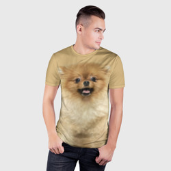 Мужская футболка 3D Slim Померанский шпиц собака - фото 2