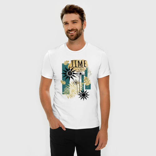 Мужская футболка хлопок Slim с принтом С солнцем и луной, фото на моделе #1