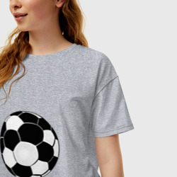 Женская футболка хлопок Oversize Монохромный футбольный мяч - фото 2