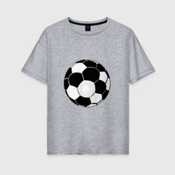 Женская футболка хлопок Oversize Монохромный футбольный мяч