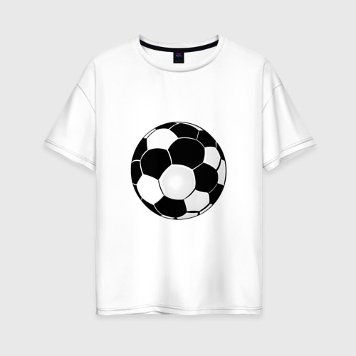 Женская футболка хлопок Oversize с принтом Монохромный футбольный мяч, вид спереди #2