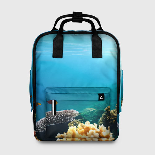 Женский рюкзак 3D с принтом Морское дно, вид спереди #2