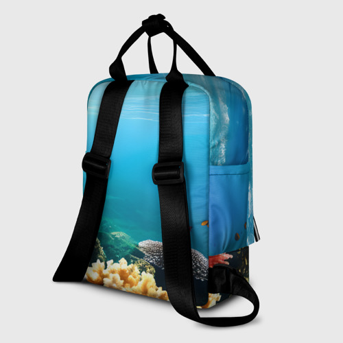 Женский рюкзак 3D с принтом Морское дно, вид сзади #1