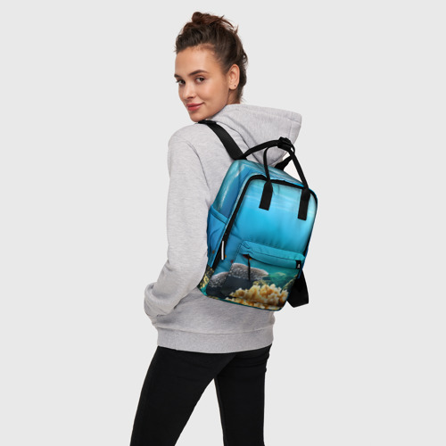Женский рюкзак 3D с принтом Морское дно, вид сбоку #3