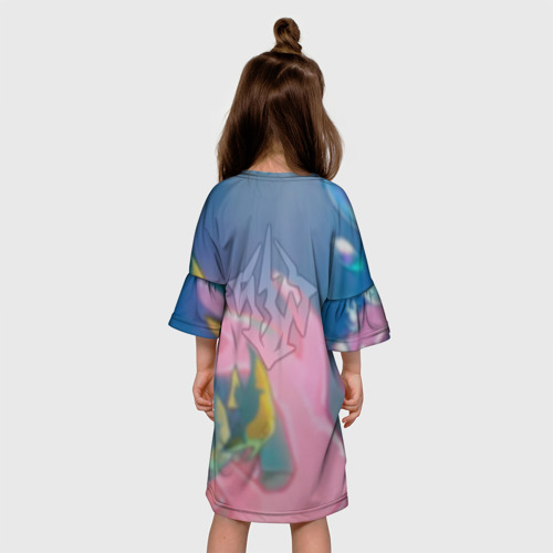 Детское платье 3D с принтом Байлу электрический тип, вид сзади #2