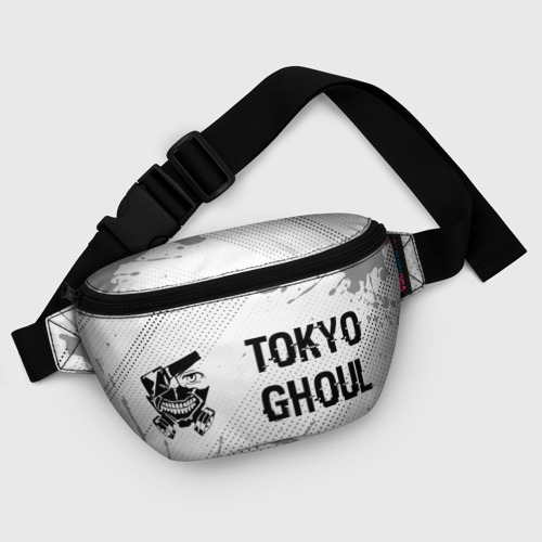 Поясная сумка 3D с принтом Tokyo Ghoul glitch на светлом фоне: надпись и символ, фото #5