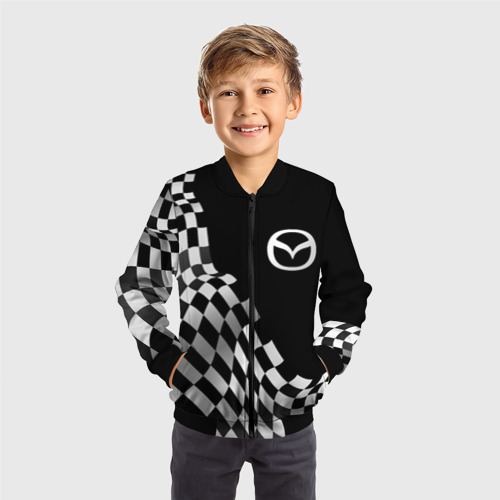 Детский бомбер 3D Mazda racing flag, цвет черный - фото 4