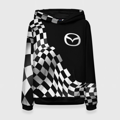 Женская толстовка 3D с принтом Mazda racing flag, вид спереди #2