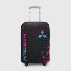 Чехол для чемодана 3D Mitsubishi - neon gradient: надпись, символ