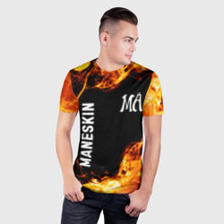 Мужская футболка 3D Slim Maneskin и пылающий огонь - фото 2