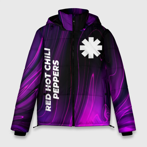 Мужская зимняя куртка 3D Red Hot Chili Peppers violet plasma, цвет черный