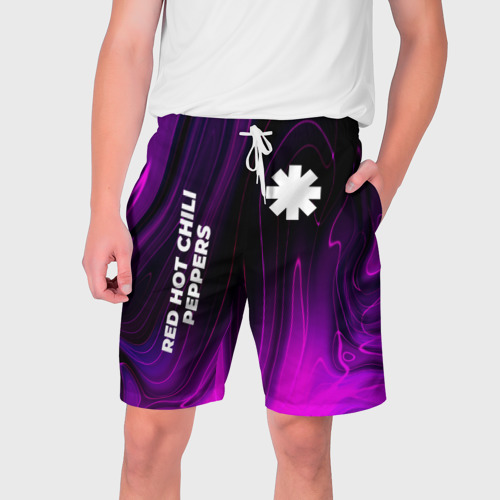 Мужские шорты 3D с принтом Red Hot Chili Peppers violet plasma, вид спереди #2