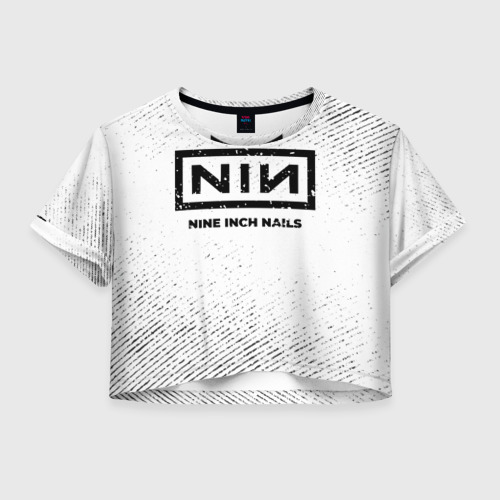 Женская футболка Crop-top 3D Nine Inch Nails с потертостями на светлом фоне, цвет 3D печать