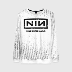 Женский свитшот 3D Nine Inch Nails с потертостями на светлом фоне