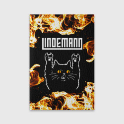 Обложка для паспорта матовая кожа Lindemann рок кот и огонь