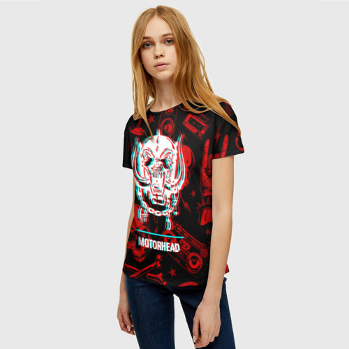 Женская футболка 3D Motorhead rock glitch, цвет 3D печать - фото 3