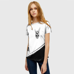Женская футболка 3D The Offspring и рок символ на светлом фоне - фото 2