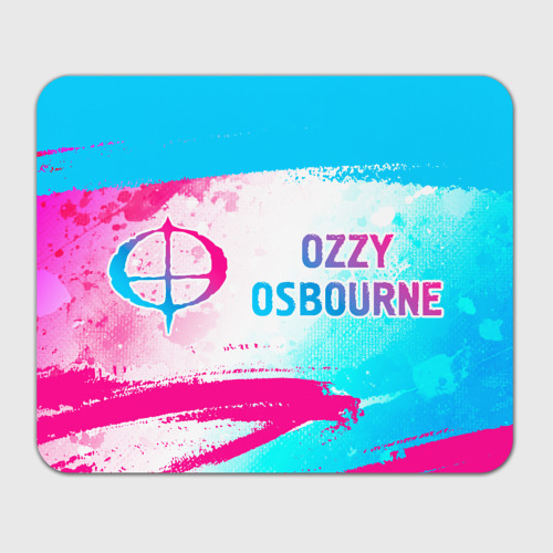 Прямоугольный коврик для мышки с принтом Ozzy Osbourne neon gradient style: надпись и символ, вид спереди №1