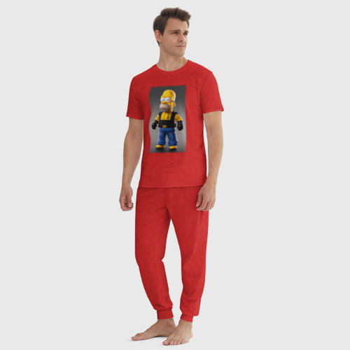 Мужская пижама хлопок с принтом Гомер Симпсон - крутой ниндзя - нейросеть, вид сбоку #3