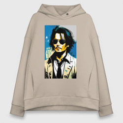 Johnny Depp - celebrity – Женское худи Oversize хлопок с принтом купить со скидкой в -20%