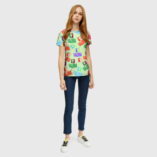 Женская футболка 3D Валерия - разноцветный текст, цвет 3D печать - фото 5