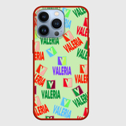 Чехол для iPhone 13 Pro Валерия - разноцветный текст