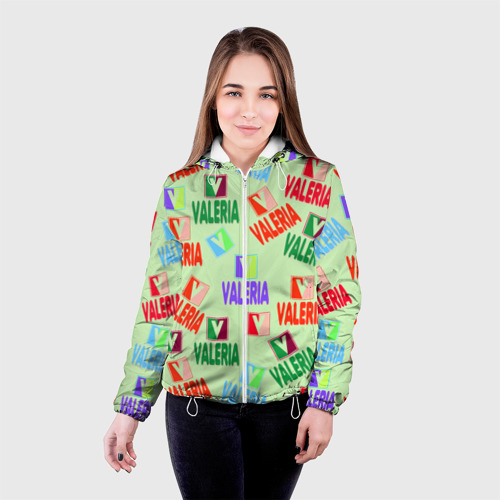 Женская куртка 3D Валерия - разноцветный текст, цвет белый - фото 3
