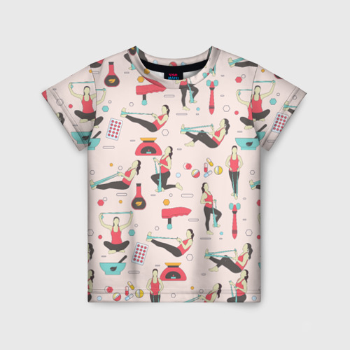 Детская футболка 3D с принтом Sport woman, вид спереди #2