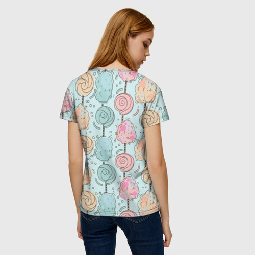 Женская футболка 3D с принтом Сладкий день, вид сзади #2