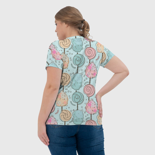 Женская футболка 3D с принтом Сладкий день, вид сзади #2
