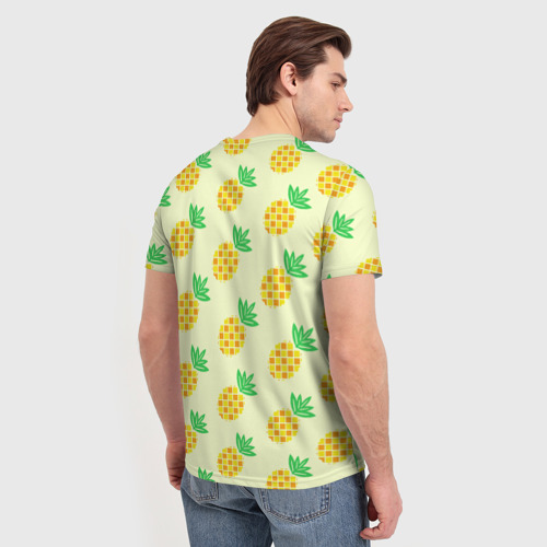 Мужская футболка 3D с принтом Летние ананасы, вид сзади #2