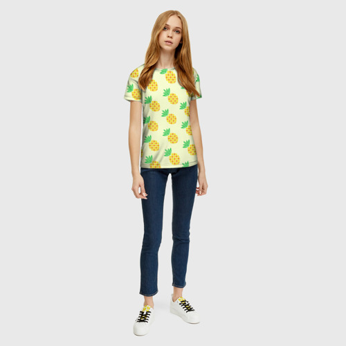 Женская футболка 3D Летние ананасы, цвет 3D печать - фото 5