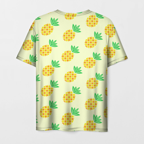 Мужская футболка 3D с принтом Летние ананасы, вид сзади #1