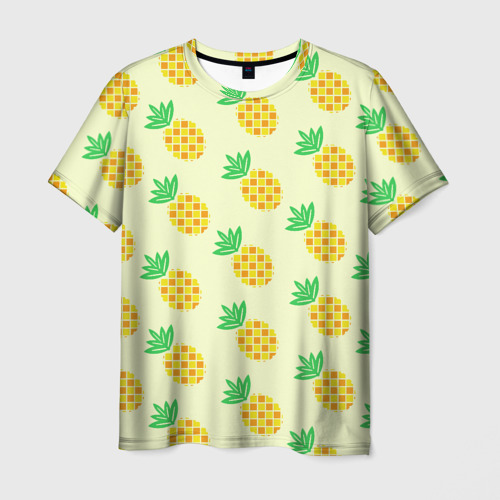 Мужская футболка 3D с принтом Летние ананасы, вид спереди #2