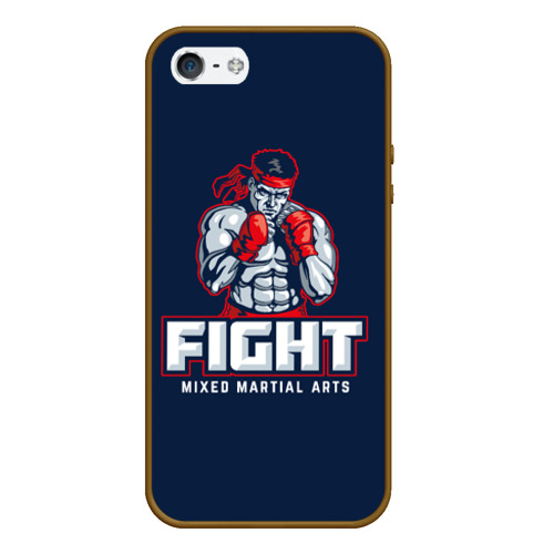 Чехол для iPhone 5/5S матовый Fight ММА, цвет коричневый