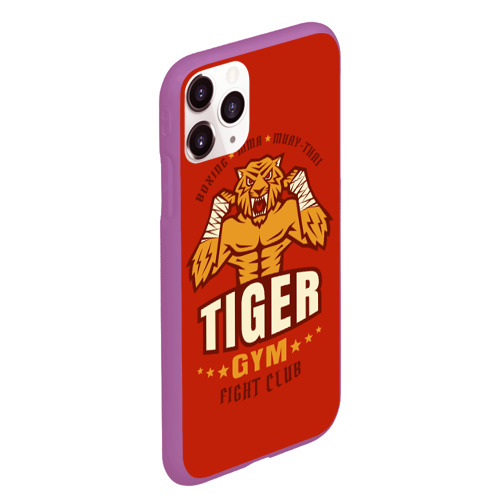 Чехол для iPhone 11 Pro Max матовый Tiger - боец, цвет фиолетовый - фото 3