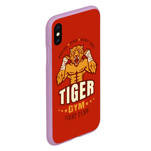 Чехол для iPhone XS Max матовый Tiger - боец, цвет сиреневый - фото 3