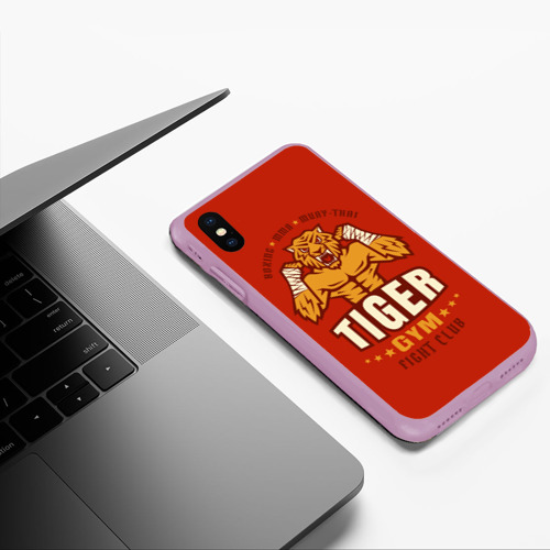 Чехол для iPhone XS Max матовый Tiger - боец, цвет сиреневый - фото 5