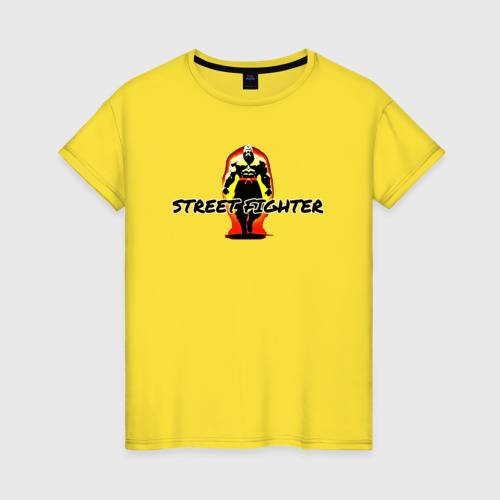 Женская футболка хлопок Street Fighter, цвет желтый