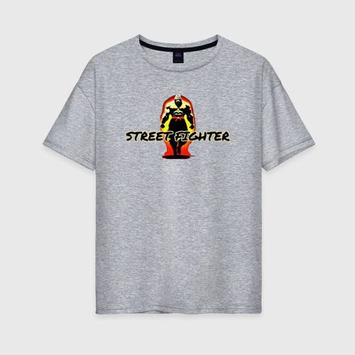 Женская футболка хлопок Oversize Street Fighter, цвет меланж