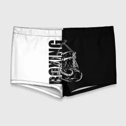Мужские купальные плавки 3D Boxing чёрно-белое