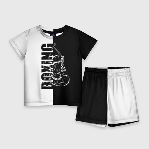 Детский костюм с шортами 3D Boxing чёрно-белое, цвет 3D печать