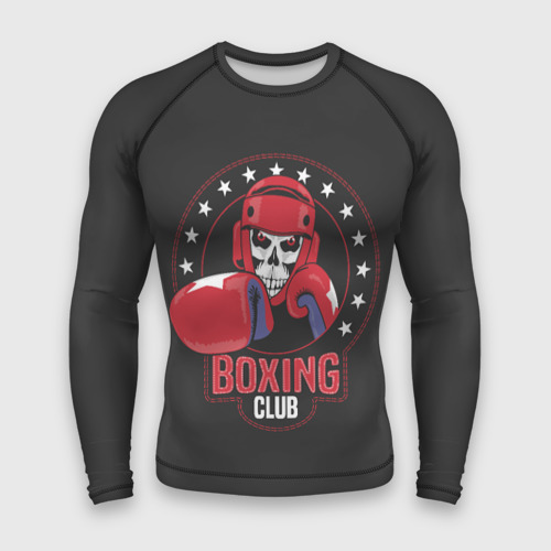 Мужской рашгард 3D с принтом Boxing club - боксёр, вид спереди #2