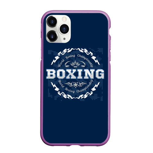 Чехол для iPhone 11 Pro Max матовый с принтом Boxing - надпись, вид спереди #2