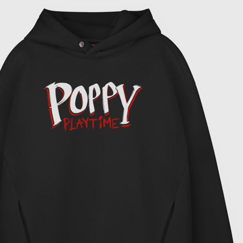 Мужское худи Oversize хлопок Poppy Playtime лого, цвет черный - фото 4