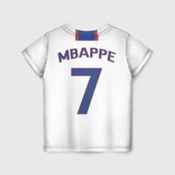 Футболка с принтом Мбаппе, белая форма для ребенка, вид сзади №1. Цвет основы: белый