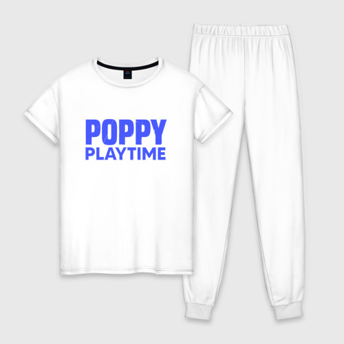 Женская пижама хлопок с принтом Поппи Плэйтайм лого, вид спереди #2