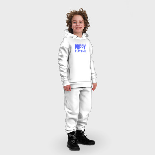 Детский костюм хлопок Oversize Поппи Плэйтайм лого, цвет белый - фото 3